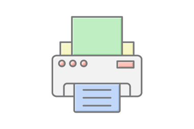 Yazıcı doğrusal renk simgesi, vektör, piksel mükemmel, illüstratör dosyası