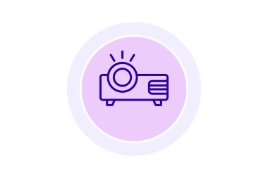 Video Projektörü renk çemberi simgesi, vektör, piksel mükemmel, illüstratör dosyası