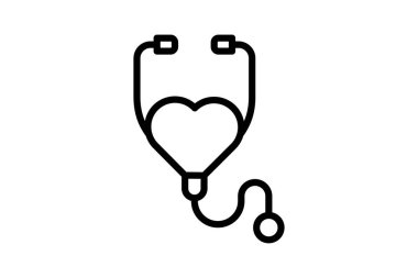 Stetoskop çizgi simgesi, vektör, piksel mükemmel, illüstratör dosyası