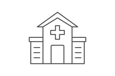 Hastane ince çizgi simgesi, vektör, piksel mükemmel, illüstratör dosyası