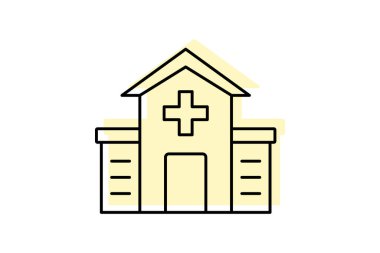 Hastane rengi gölge ince çizgi simgesi, vektör, piksel mükemmel, illüstratör dosyası