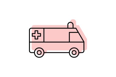 Ambulans renk gölge ince çizgi simgesi, vektör, piksel mükemmel, illüstratör dosyası