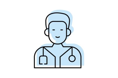 Doktor renk gölge ince çizgi simgesi, vektör, piksel mükemmel, illüstratör dosyası