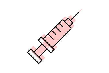 Şırınga rengi gölge ince çizgi simgesi, vektör, piksel mükemmel, illüstratör dosyası