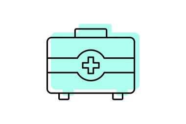 İlk Yardım Çantası renk gölge inceltici simge, vektör, piksel mükemmel, illüstratör dosyası