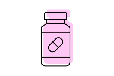 İlaç Şişesi renk gölge ince çizgi simgesi, vektör, piksel mükemmel, illüstratör dosyası