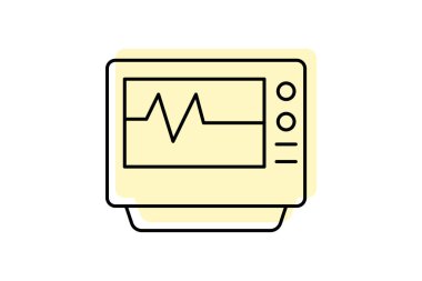 Kardiyogram renk gölge ince çizgi simgesi, vektör, piksel mükemmel, illüstratör dosyası