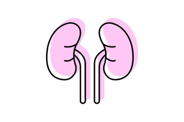 İnsan böbrekleri renk gölge inceltici simge, vektör, piksel mükemmel, illüstratör dosyası