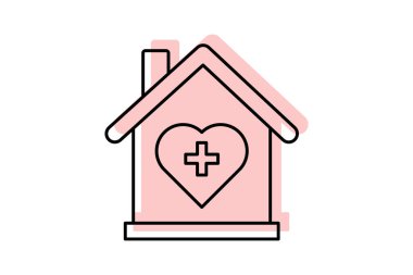 Ev Sağlığı Rengi İnce Çizgisi simgesi, vektör, piksel mükemmel, illüstratör dosyası