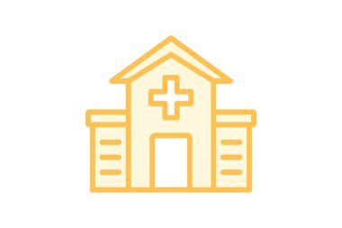 Hastane duotone çizgi simgesi, vektör, piksel mükemmel, illüstratör dosyası