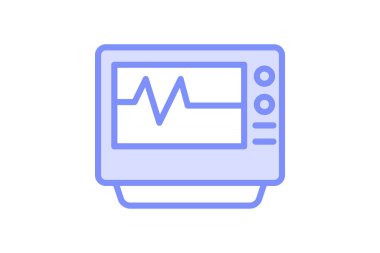 Kardiyogram duoton çizgi simgesi, vektör, piksel mükemmel, illüstratör dosyası