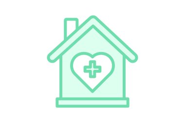 Ev Sağlığı duoton çizgi simgesi, vektör, piksel mükemmel, illüstratör dosyası