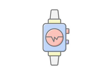 Fitness İzleyici doğrusal renk simgesi, vektör, piksel mükemmel, illüstratör dosyası