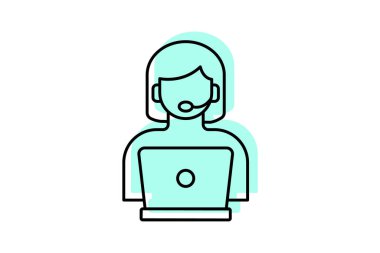 Müşteri Hizmetleri renk gölge inceltici simge, vektör, piksel mükemmel, illüstratör dosyası