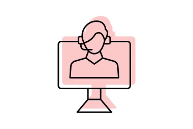 Harita Pin renk gölge ince çizgi simgesi, vektör, piksel mükemmel, illüstratör dosyası