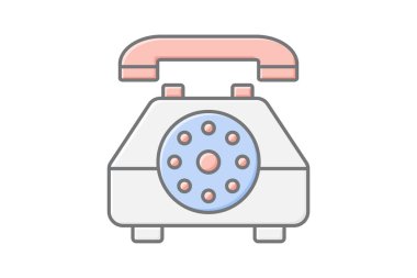 Telefon lineal renk simgesi, vektör, piksel mükemmel, illüstratör dosyası