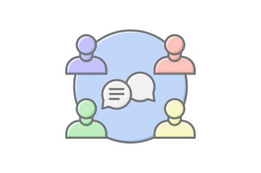 Kişi Grubu doğrusal renk simgesi, vektör, piksel mükemmel, illüstratör dosyası