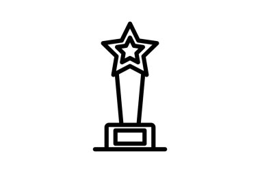 Star Trophy çizgi simgesi, vektör, piksel mükemmel, illüstratör dosyası