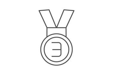 Üçüncü şampiyon ince çizgi simgesi, vektör, piksel mükemmel, illüstratör dosyası