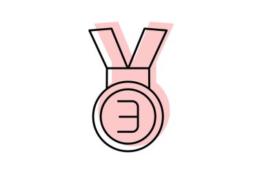 Üçüncü Şampiyon renk gölge ince çizgi simgesi, vektör, piksel mükemmel, illüstratör dosyası