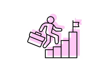 Kariyer Büyümesi renk gölge ince çizgi simgesi, vektör, piksel mükemmel, illüstratör dosyası