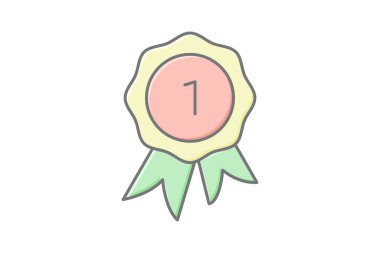 İlk Kazanan doğrusal renk simgesi, vektör, piksel mükemmel, illüstratör dosyası