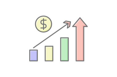 Yatırım Büyüme çizgisel renk simgesi, vektör, piksel mükemmel, illüstratör dosyası