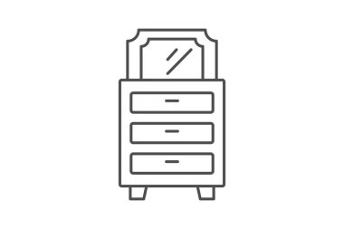 Dresser ince çizgi simgesi, vektör, piksel mükemmel, illüstratör dosyası