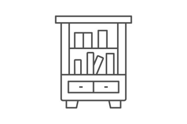 Kitaplık ince çizgi simgesi, vektör, piksel mükemmel, illüstratör dosyası