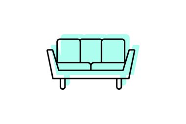 Kısmi Sofa renk gölge ince çizgi simgesi, vektör, piksel mükemmel, illüstratör dosyası