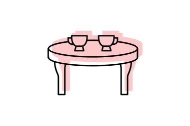 Kahve Masası renk gölgesi ince çizgi simgesi, vektör, piksel mükemmel, illüstratör dosyası