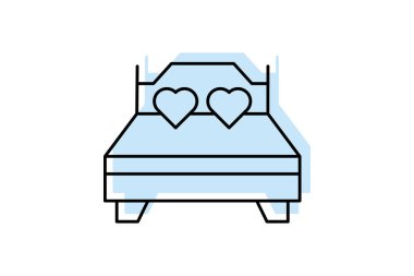 Yatak rengi gölge ince çizgi simgesi, vektör, piksel mükemmel, illüstratör dosyası