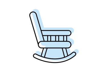 Sallanan Sandalye renk gölge ince çizgi simgesi, vektör, piksel mükemmel, illüstratör dosyası