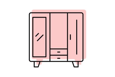 Dolap Dolabı Renk Gölgesi İnce Çizgisi simgesi, vektör, piksel mükemmel, illüstratör dosyası