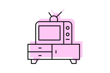 Tv Stand renk gölge ince çizgi simgesi, vektör, piksel mükemmel, illüstratör dosyası