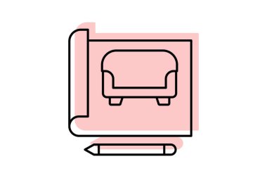 İç tasarım renk gölge ince çizgi simgesi, vektör, piksel mükemmel, illüstratör dosyası