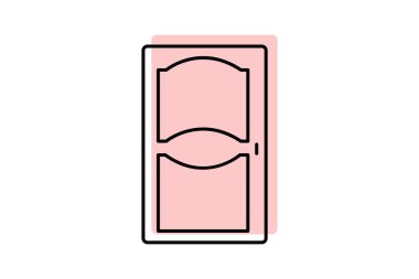 Katı Ahşap Kapı renk gölge inceltici simge, vektör, piksel mükemmel, illüstratör dosyası