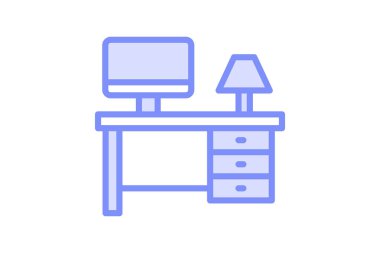 Masa duotone satır simgesi, vektör, piksel mükemmel, illüstratör dosyası