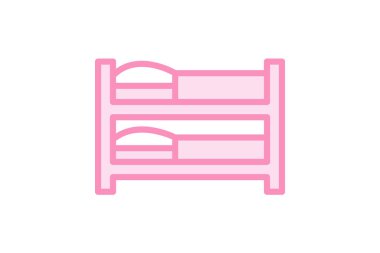 Bunk yatak duotone çizgi simgesi, vektör, piksel mükemmel, illüstratör dosyası