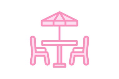 Patio Mobilya duoton çizgi simgesi, vektör, piksel mükemmel, illüstratör dosyası