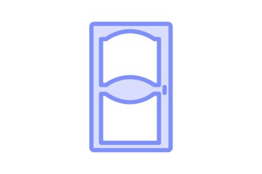 Katı Ahşap Kapı duoton çizgi simgesi, vektör, piksel mükemmel, illüstratör dosyası