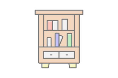 Kitaplık doğrusal renk simgesi, vektör, piksel mükemmel, illüstratör dosyası