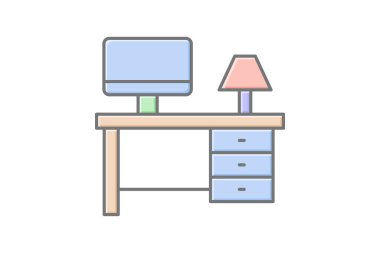 Masa doğrusal renk simgesi, vektör, piksel mükemmel, illüstratör dosyası