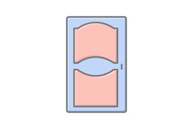 Katı Ahşap Kapı doğrusal renk simgesi, vektör, piksel mükemmel, illüstratör dosyası