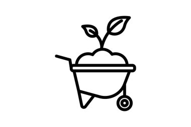 Garden Cart çizgisi simgesi, vektör, piksel mükemmel, illüstratör dosyası