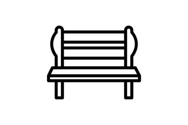 Garden Bench çizgi simgesi, vektör, piksel mükemmel, illüstratör dosyası