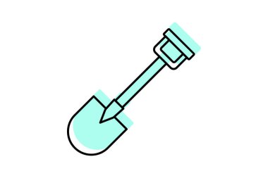 El küreği renk gölge ince çizgi simgesi, vektör, piksel mükemmel, illüstratör dosyası