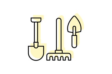 Bahçe Araçları renk gölge ince simge, vektör, piksel mükemmel, illüstratör dosyası