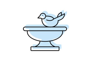 Kuş Banyosu renk gölge ince çizgi simgesi, vektör, piksel mükemmel, illüstratör dosyası