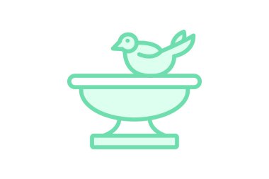 Kuş Banyo duoton çizgi simgesi, vektör, piksel mükemmel, illüstratör dosyası